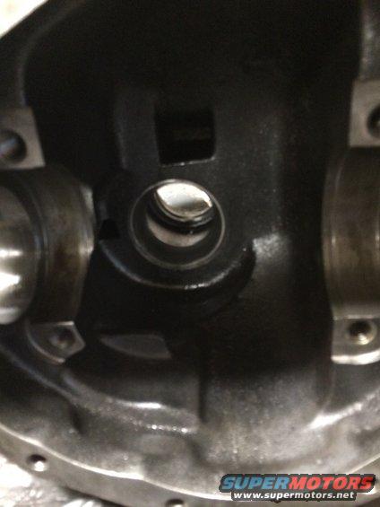 Differential housing interior with bearings visible