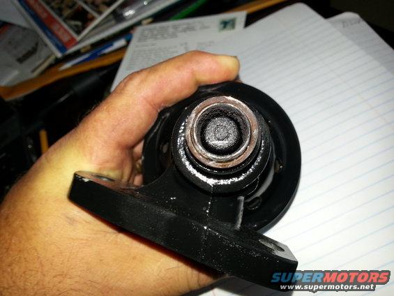 Hand holding black oil filter housing with metal and rubber seals