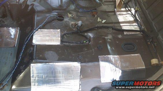 Interior floor of vehicle with soundproofing material and wiring