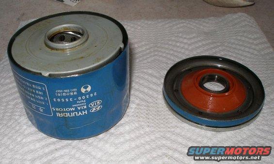 Blue oil filter with Kia and Hyundai logos, and part number 26300-35503