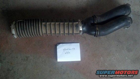 air intake hose with a note that says 'gford bay 87 6/1/13'