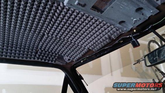 Interior soundproofing foam on headliner