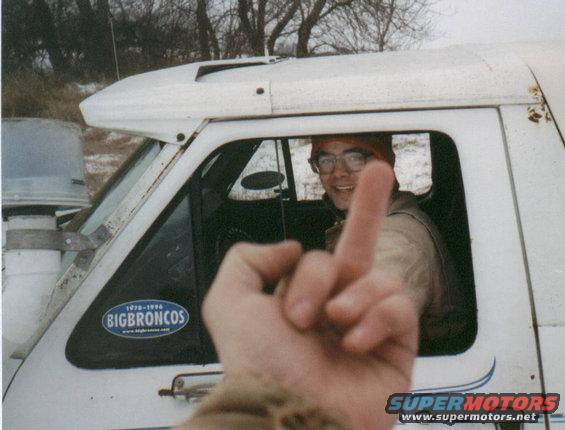 flipoff.jpg My brother's not happy. My Bronco is more capable than his Willys now!