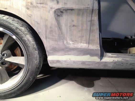 1965 Mustang PS quarter panel and rocker panel welded and filled