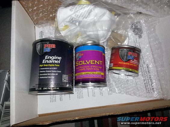 POR-15 Engine Enamel, Solvent, and Rust Preventative cans