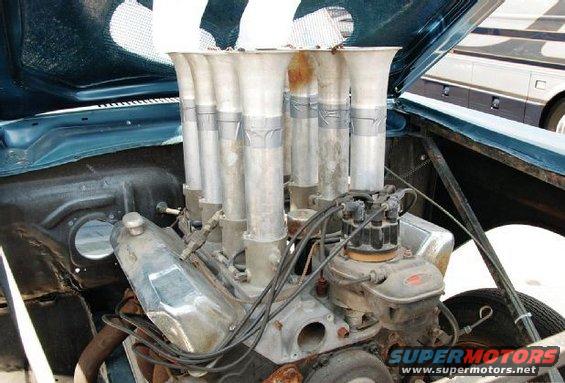 Engine with multiple carburetors and velocity stacks