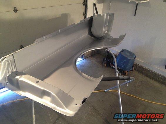 1965 Mustang inside DS fender painted chop top silver metallic