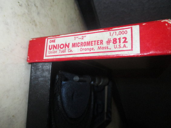 Union Micrometer #812, 1"-2" range, 1/1000 precision, made by Union Tool Co. in Orange, Mass., USA
