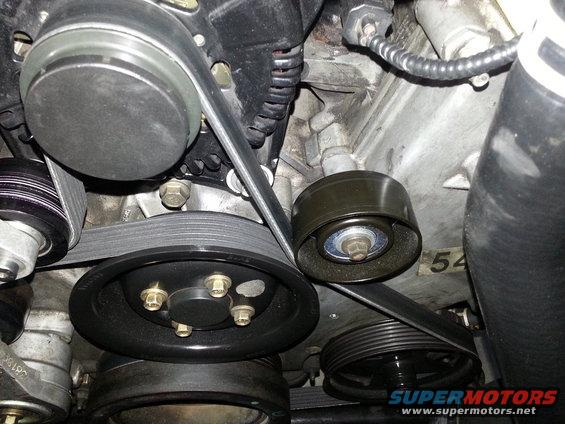 20140531_113405.jpg Extra tensioner pulley added to timing cover to elminate belt slap