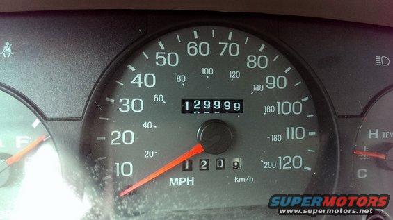 Odometer shows 129,999 miles. Speedometer needle points to 0