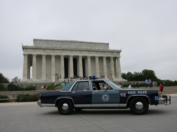1991 Ford Crown Victoria police car parked by Lincoln Memorial, side view