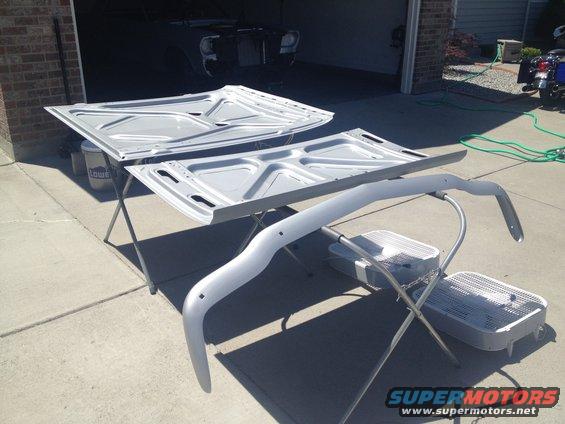 1965 Mustang hood, trunk lid, front bumper curing
