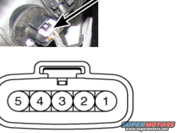 Wiring harness connector diagram with pins numbered 1-5