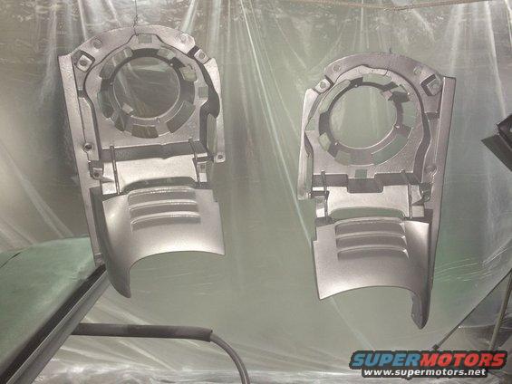 1965 Mustang headlight buckets chop top silver