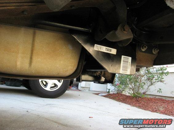 Receiver hitch and fuel tank underside of vehicle