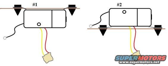 Diagram showing two electrical components labeled #1 and #2 with wiring