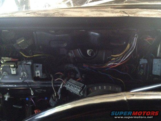 1979 Ford Bronco interior showing dashboard wiring and gear selector