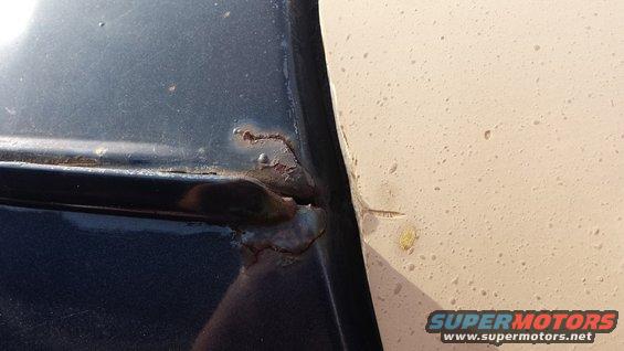 Driver's side gutter seam. 