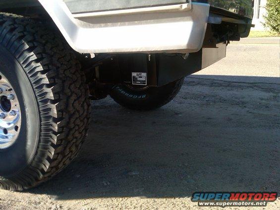 Rear BFGoodrich tire and fuel tank on a truck