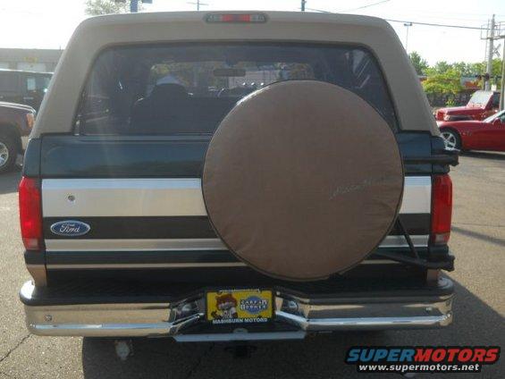 1994 Ford Bronco rear view with spare tire cover and Ford logo