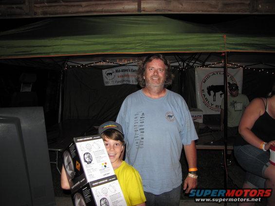 People at an outdoor event with banners, one reading 'Mid-Atlantic Early Bronco'