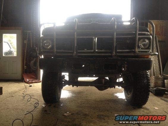 Front view of a 1970 Ford F-250 with a brush guard