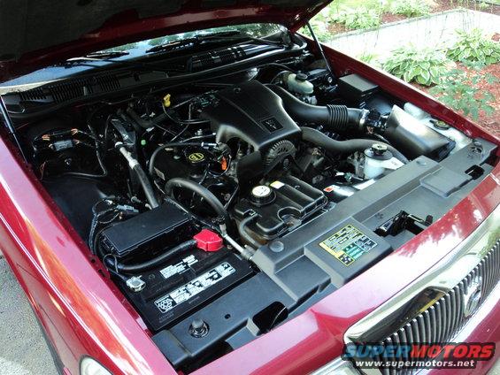2004 Mercury Grand Marquis engine bay, red exterior
