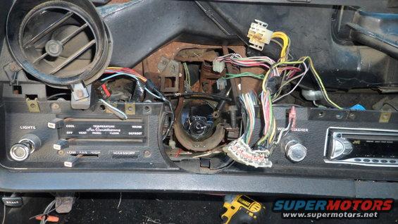 Dashboard wiring and air conditioning controls with JVC radio
