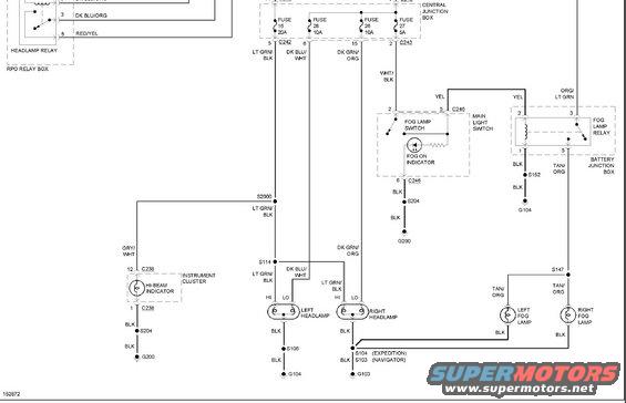 Wiring diagram for vehicle lighting and fog lamps