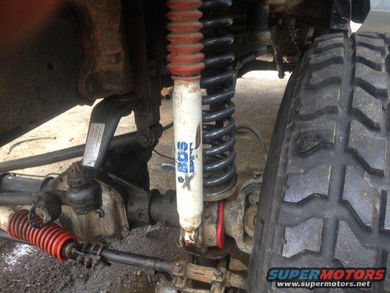 Close-up of off-road suspension with BDS shock and large tire
