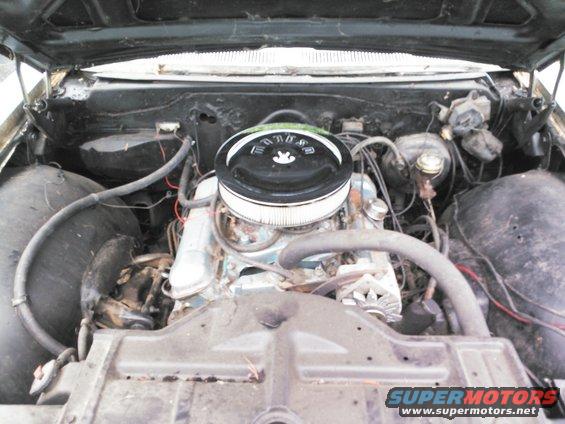 1966 Pontiac Catalina engine bay with V8 engine, air cleaner, and radiator