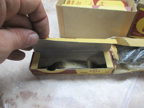 Boxed Stanley 4307 one pull hardware with antique brass finish