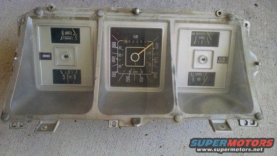 1978 Ford Bronco instrument cluster with speedometer, fuel gauge, and temperature gauge