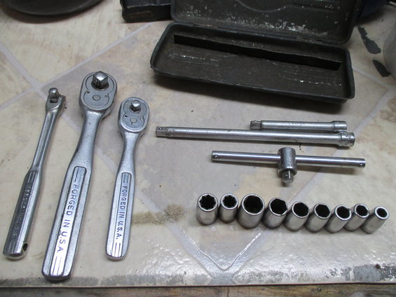 socket wrenches and sockets, some marked 'FORGED IN U.S.A.'