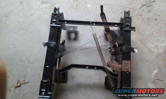 Seat frame with springs and levers, viewed from the side