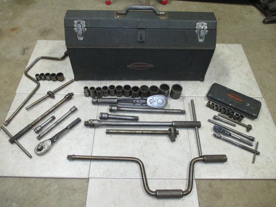 Toolbox with socket set, ratchets, and extensions
