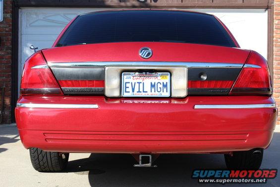 Red 2002 Mercury Grand Marquis rear with California plate EVIL MGM