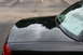 2009 Ford Crown Victoria - A black car's rear section is shown, reflecting the sky and trees.