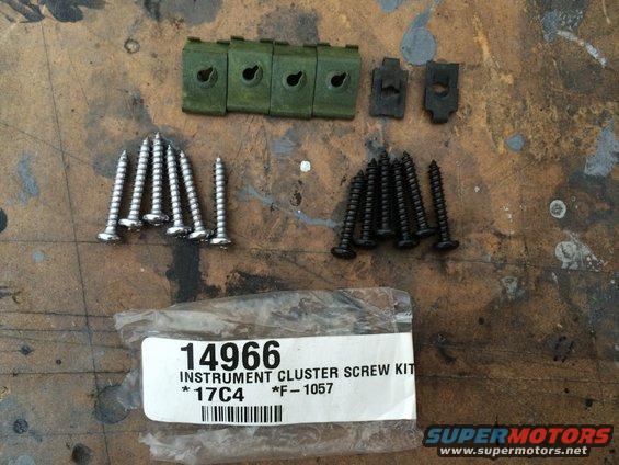 1965 Mustang instrument cluster screw kit