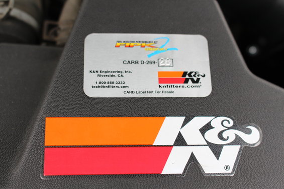 K&N air intake part with CARB D-269-20 label and K&N logo