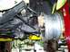 1974 Dodge Challenger - Underside view of a vehicle's front suspension system and wheel assembly.