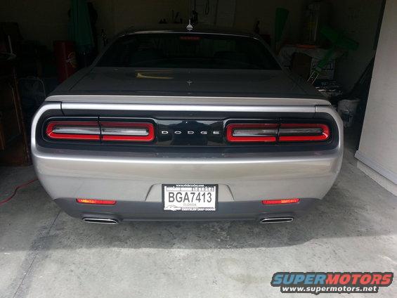 2015 Dodge Challenger rear view, showing taillights and license plate BGA7413