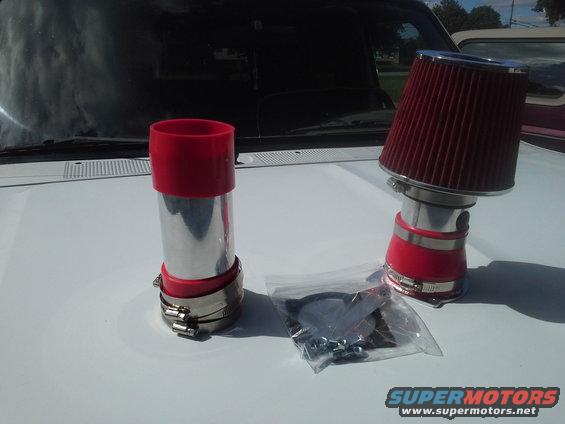 Cold air intake kit i bought on ebay. Search 5.8 intake. 
This is a cheap kit from china but i diddnt want to pay 200 for a k&n.
Anyway here it is with a little pre-assembly