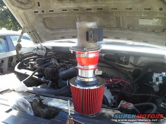 Got the maf attached to the adaptor and the air intake temp sensor locked into the bung