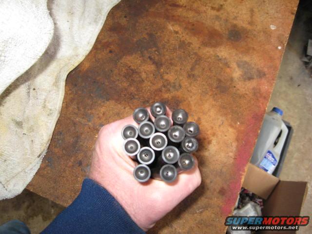 Hand holding a cluster of valve lifters