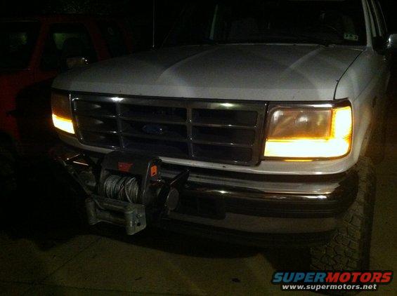1996 Ford Bronco front end with a winch mounted on the bumper