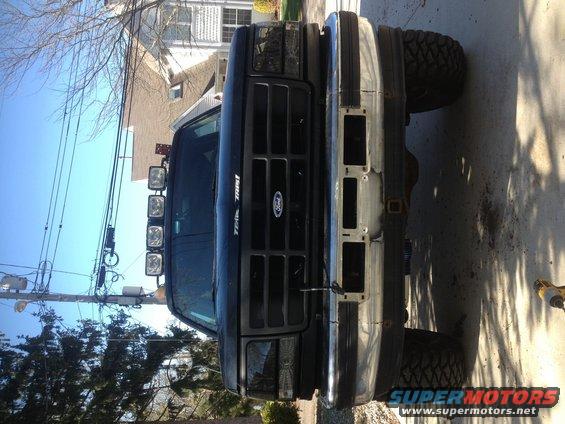 1992 Ford Bronco front end with aftermarket lights and bumper