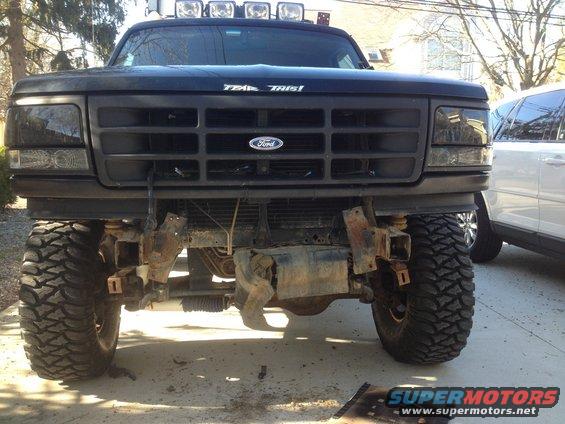 1996 Ford Bronco front view with aftermarket bumper and off-road tires