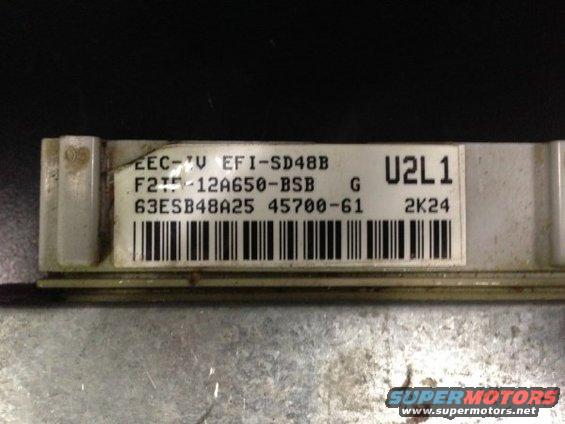 EEC-IV EFI-SD48B U2L1 engine control module with part number F2TF-12A650-BSB and barcode