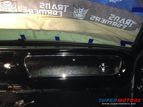 1965 Mustang glove box lid installed
